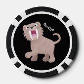 Cute Saber Toothed Tiger Smilodon cartoon Poker Chips (Achterkant)