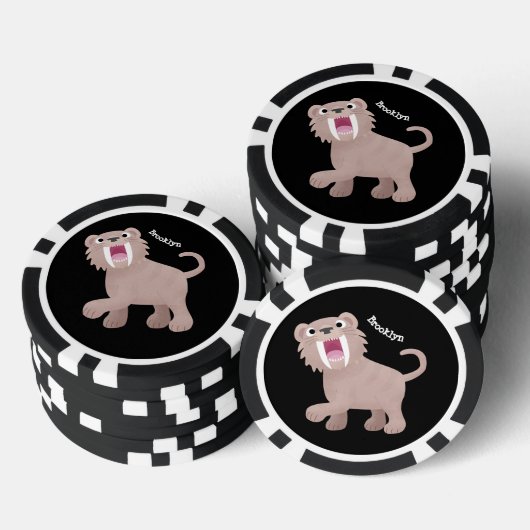 Cute Saber Toothed Tiger Smilodon cartoon Poker Chips (Opstapeling)