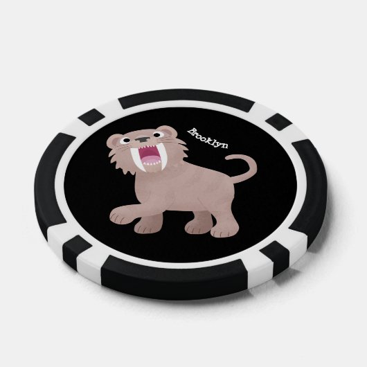 Cute Saber Toothed Tiger Smilodon cartoon Poker Chips (Enkel)