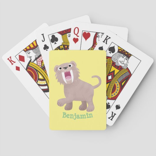 Cute Saber Toothed Tiger Smilodon cartoon Pokerkaarten (Achterkant)