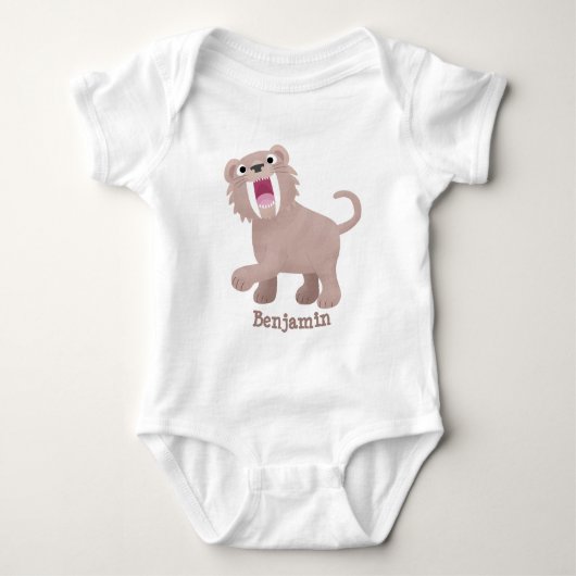 Cute Saber Toothed Tiger Smilodon cartoon Romper (Voorkant)