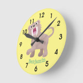 Cute Saber Toothed Tiger Smilodon cartoon Ronde Klok (Hoek)