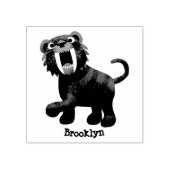 Cute Saber Toothed Tiger Smilodon cartoon Rubber S Rubberstempel (Afrduk)
