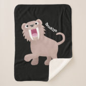 Cute Saber Toothed Tiger Smilodon cartoon Sherpa Deken (Voorkant)
