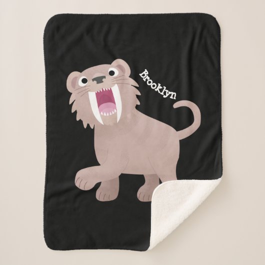 Cute Saber Toothed Tiger Smilodon cartoon Sherpa Deken (Voorkant)