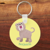 Cute Saber Toothed Tiger Smilodon cartoon Sleutelhanger (Voorkant)