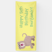 Cute Saber Toothed Tiger Smilodon cartoon Spandoek (Verticaal)