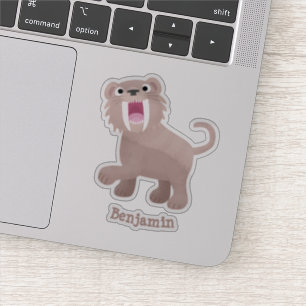 Cute Saber Toothed Tiger Smilodon cartoon Sticker