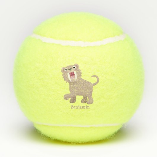 Cute Saber Toothed Tiger Smilodon cartoon Tennisballen (Achterkant)