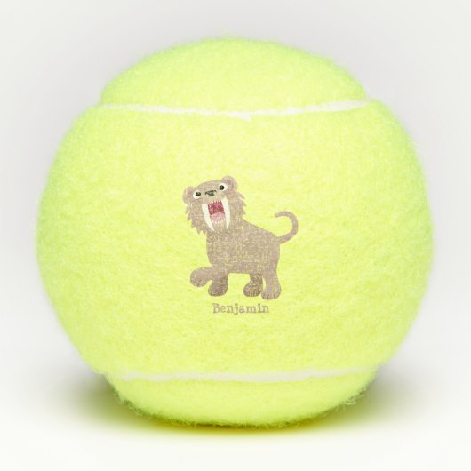Cute Saber Toothed Tiger Smilodon cartoon Tennisballen (Voorkant)