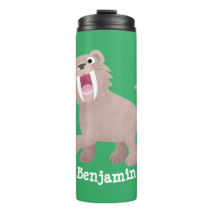 Cute Saber Toothed Tiger Smilodon cartoon Thermosbeker