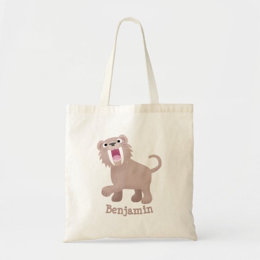 Cute Saber Toothed Tiger Smilodon cartoon Tote Bag (Voorkant)