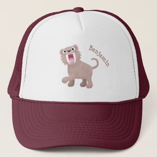 Cute Saber Toothed Tiger Smilodon cartoon Trucker Pet (Voorkant)