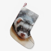 Cute Sable Ferret Kleine Kerstsok (Voorkant (Hangend))