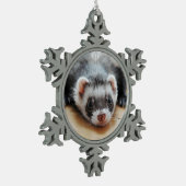 Cute Sable Ferret Tin Sneeuwvlok Ornament (Links)