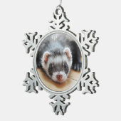 Cute Sable Ferret Tin Sneeuwvlok Ornament (Rechts)