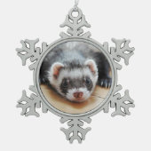 Cute Sable Ferret Tin Sneeuwvlok Ornament (Voorkant)