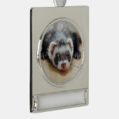Cute Sable Ferret Verzilverd Banner Ornament (Rechts)