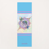 Cute Sacred Elephant Blue Monogram Yogamat (Voorkant)