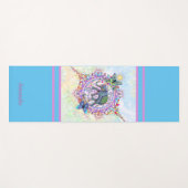 Cute Sacred Elephant Blue Monogram Yogamat (Voorkant (horizontaal))