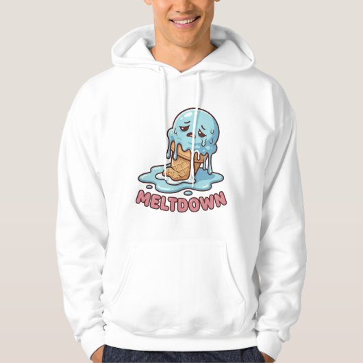 Cute Sad Blue Ice Cream Cartoon Pullover Hoodie (Voorkant)