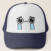 Cute Sad Crying Face Emoji Trucker Pet (Voorkant)
