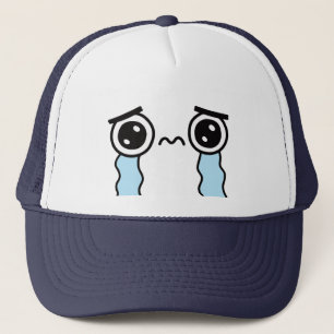 Cute Sad Crying Face Emoji Trucker Pet