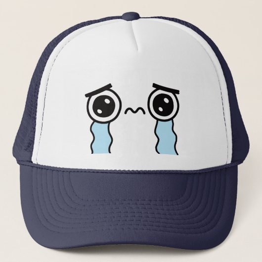 Cute Sad Crying Face Emoji Trucker Pet (Voorkant)
