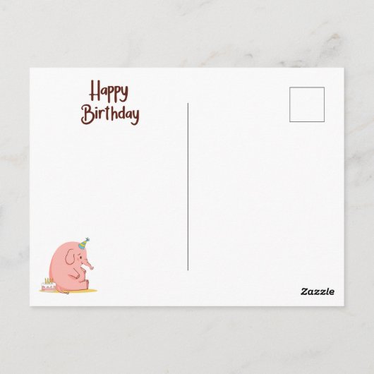 Cute Sad Elephant Birthday Card – Whimsical Pastel Briefkaart (Achterkant)