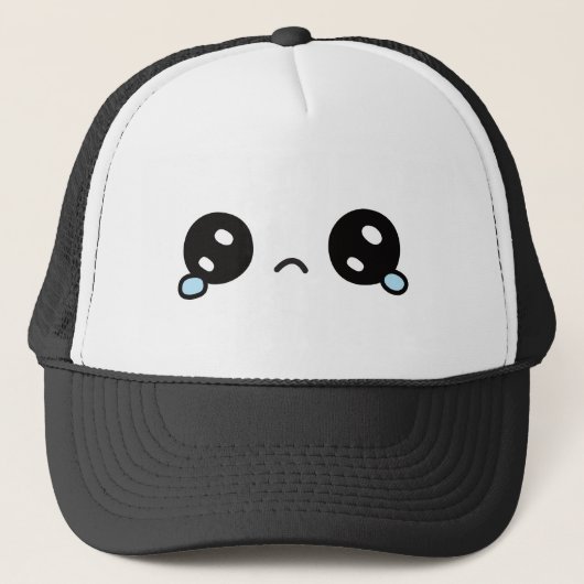 Cute Sad Face Teary Eyes Trucker Pet (Voorkant)