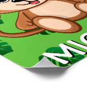 Cute Safari Aap Groen Cartoon Jungle Naam Dierenpa Poster (Hoek)