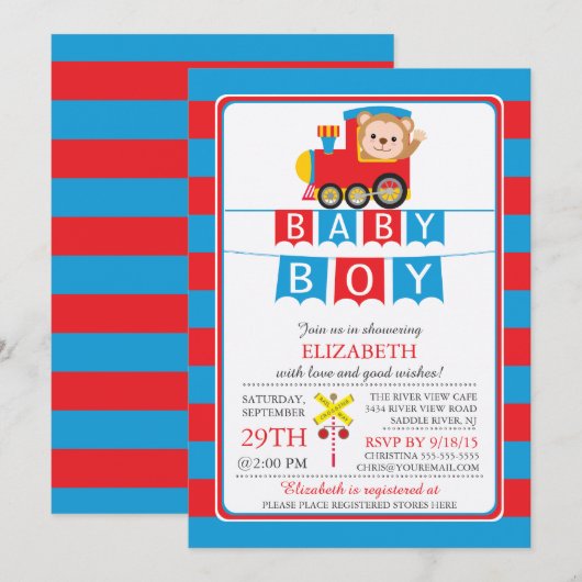 Cute Safari Aap Jongen Baby Shower Uitnodiging (Voorkant / Achterkant)