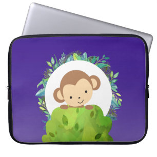 Cute Safari-aap met tropische bladeren Laptop Sleeve