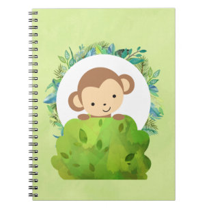 Cute Safari-aap met tropische bladeren Notitieboek