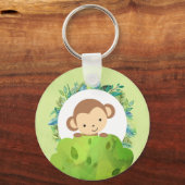 Cute Safari-aap met tropische bladeren Sleutelhanger (Voorkant)
