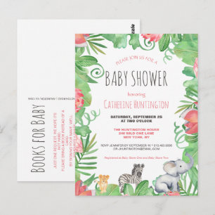 Cute Safari Animal Baby shower Books for Baby Briefkaart