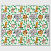 Cute Safari Animal Cartoon Oerwoud Pattern Birthda Cadeaupapier (Vlak)