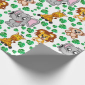 Cute Safari Animal Cartoon Oerwoud Pattern Birthda Cadeaupapier (Hoek)