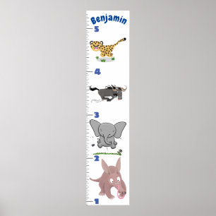 Cute safari Animal cartoon poster