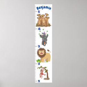 Cute safari animal cartoon poster