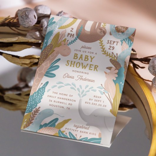 Cute safari animal. Funny oerwoud baby shower Kaart