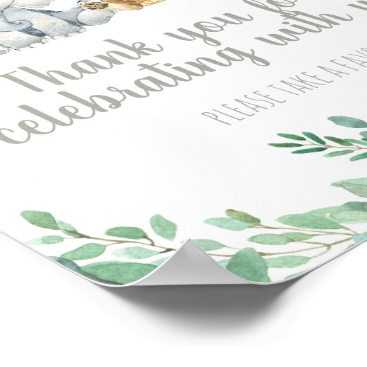 Cute Safari Animal Gender Neutral Favor Table Sign Poster (Hoek)