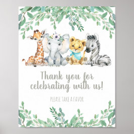 Cute Safari Animal Gender Neutral Favor Table Sign Poster