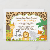 Cute Safari Animal Invitation Kaart (Voorkant)