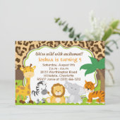 Cute Safari Animal Invitation Kaart (Staand voorkant)