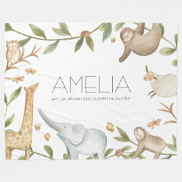 Cute safari animal large fleece deken