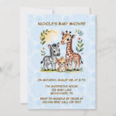 Cute Safari Animal Trio Boy Baby Shower Kaart (Voorkant)