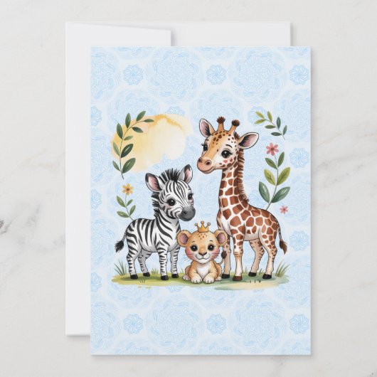 Cute Safari Animal Trio Boy Baby Shower Kaart (Achterkant)