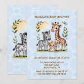 Cute Safari Animal Trio Boy Baby Shower Kaart (Voorkant / Achterkant)