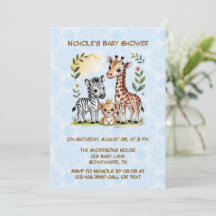 Cute Safari Animal Trio Boy Baby Shower